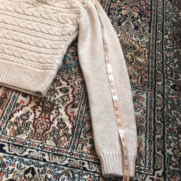 Blank NYC beige cable knit crew neck sweater with exaggerated shoulders. - Picture 7 of 12